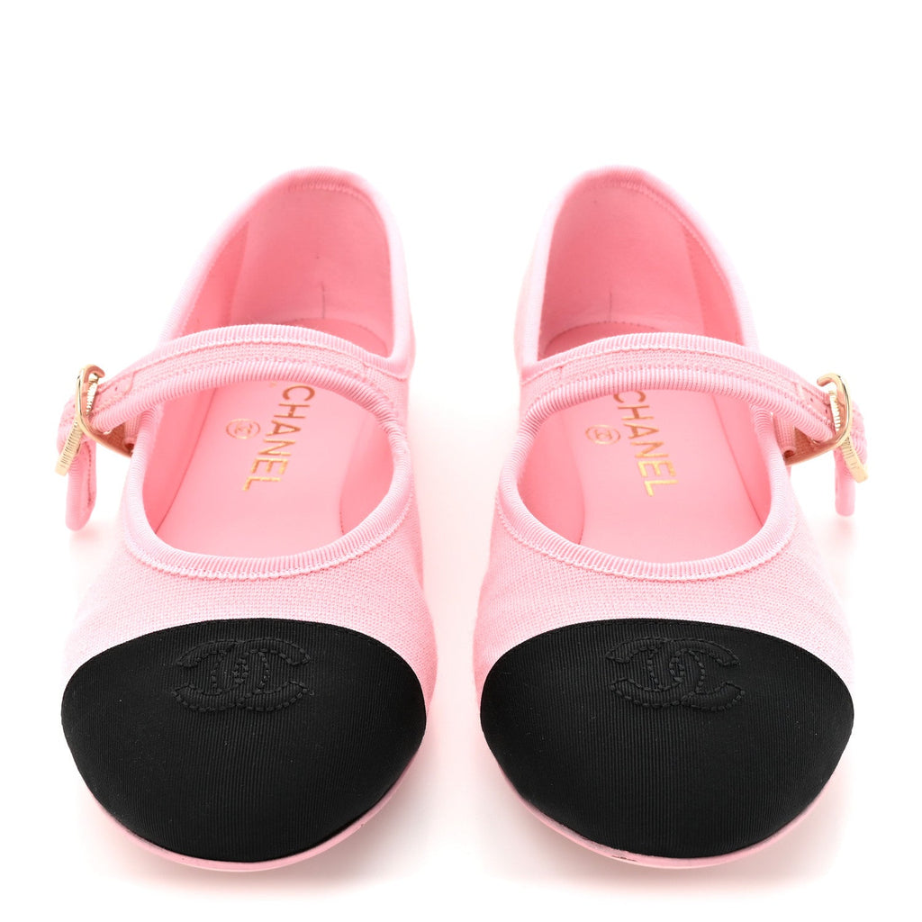 Fabric Grosgrain Mary Jane Flats 37 Light Pink Black