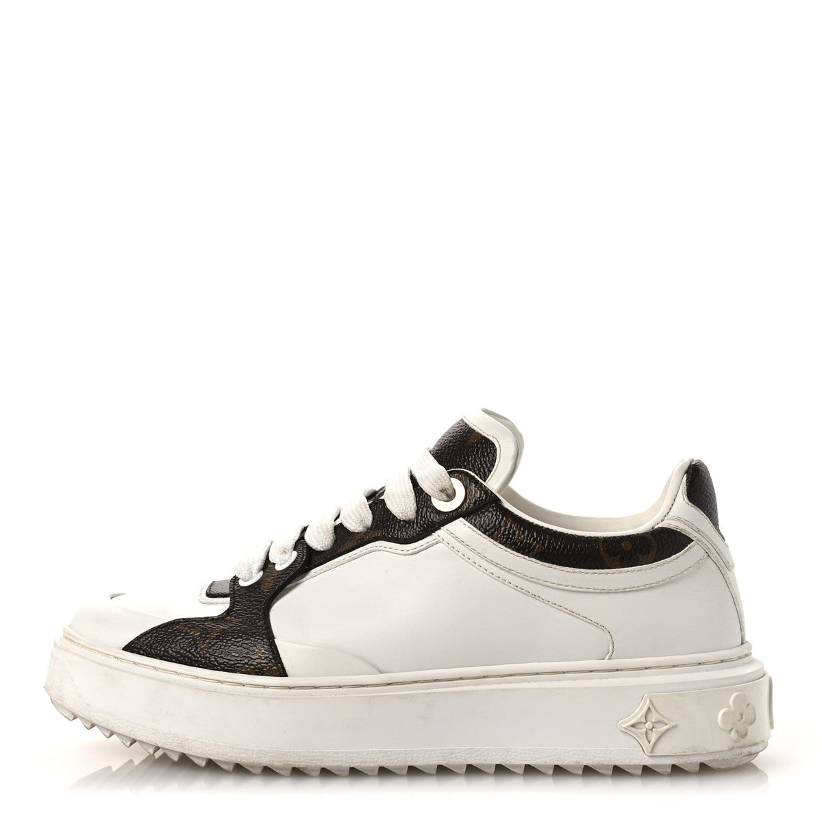Calfskin Embossed Monogram Time Out Sneakers 36 White