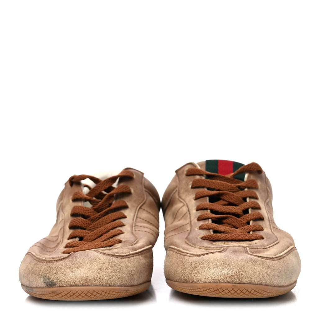 GG Monogram Suede Web Mens Shift Sneakers 9.5 Beige Brown