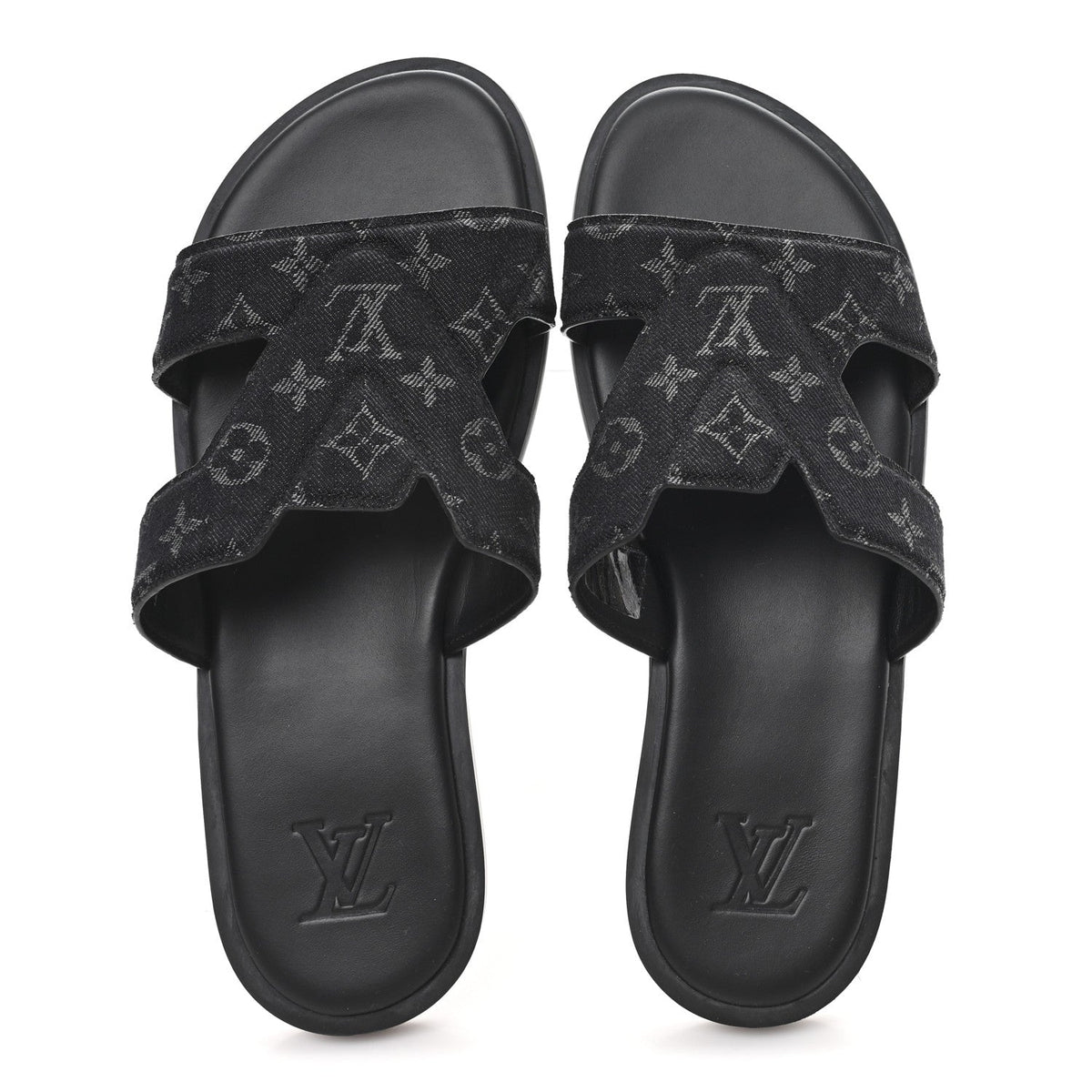 Monogram Denim Mens LV Oasis Mules 8.5 Black