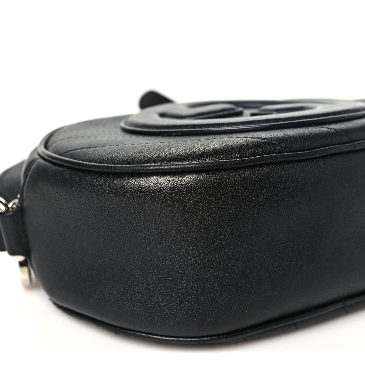 Sakai Be Green Calfskin Diagonal Stitched Mini Blondie Shoulder Bag Black