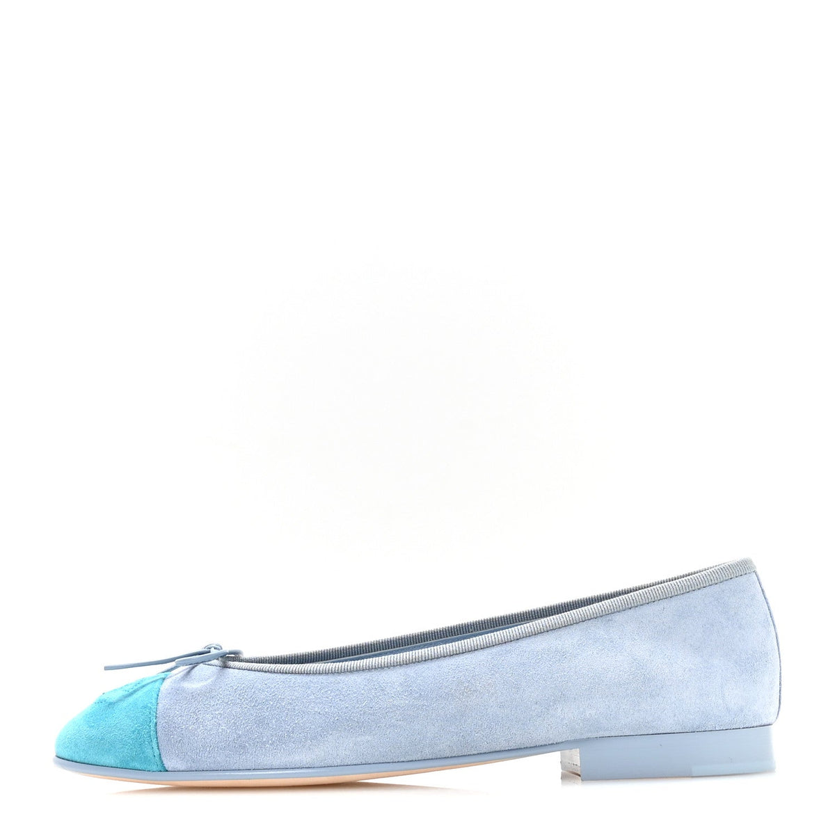 Suede Calfskin Cap Toe CC Ballerina Flats 37 Light Blue Turquoise