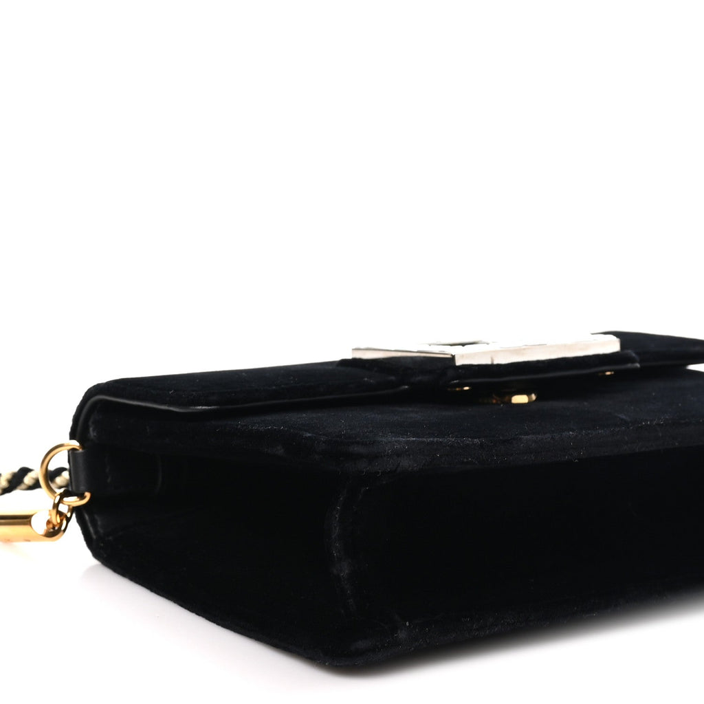Velvet Crystal Square G Shoulder Bag Black