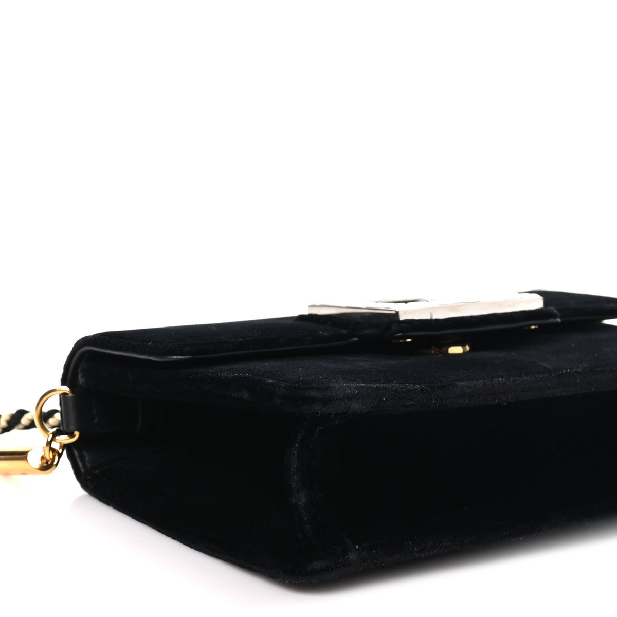 Velvet Crystal Square G Shoulder Bag Black