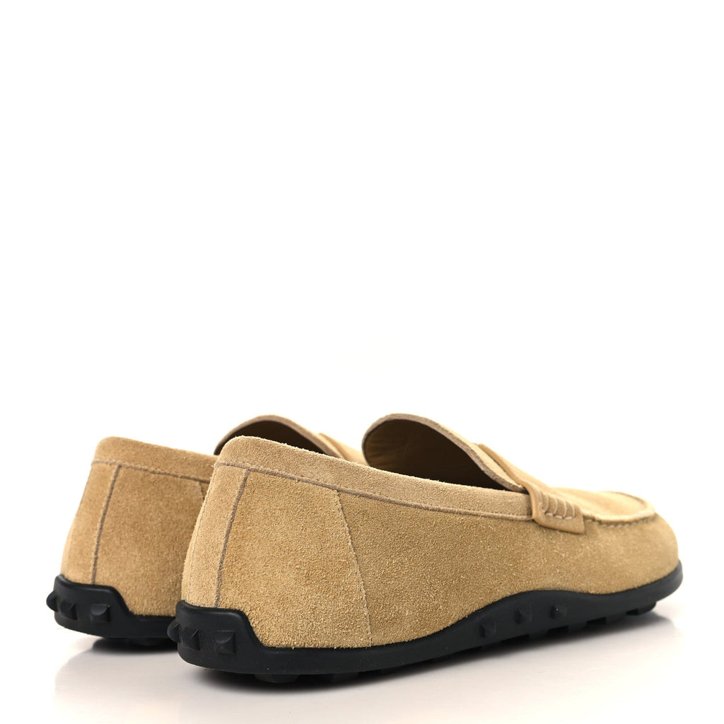 Suede Calfskin Womens Lazy Loafers 37 Beige Sable