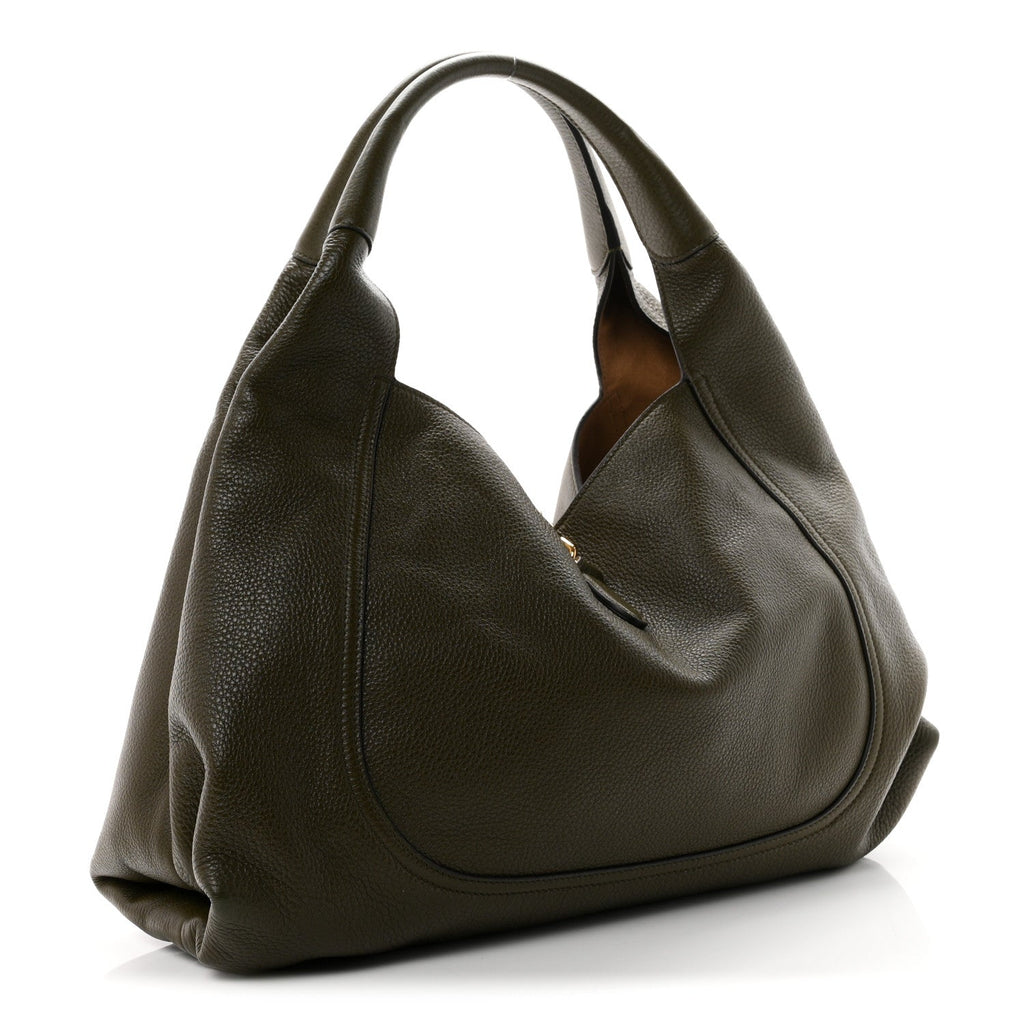 Grained Calfskin Softbit Maxi Shoulder Bag Forest Green