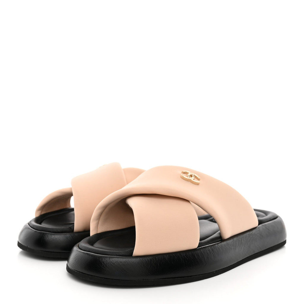 Fabric CC Mules Sandals 36 Light Beige