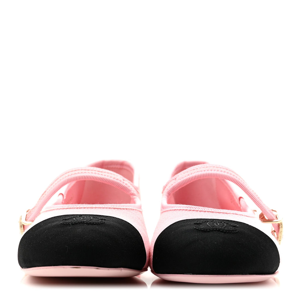 Fabric Grosgrain Mary Jane Flats 38 Light Pink Black