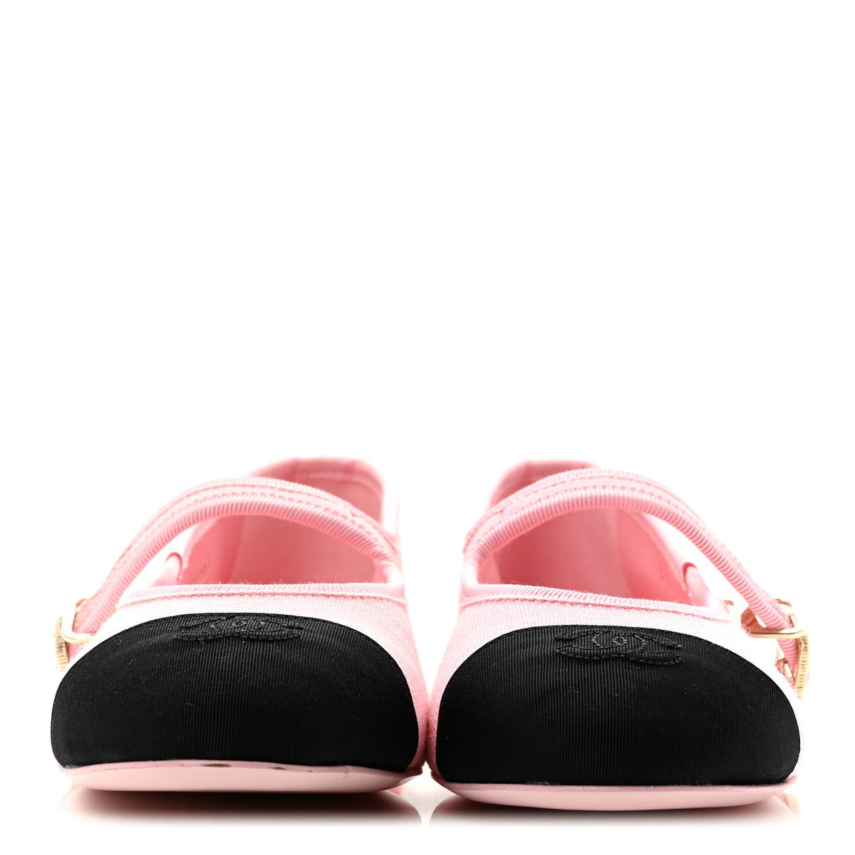 Fabric Grosgrain Mary Jane Flats 38 Light Pink Black