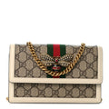 GG Supreme Monogram Web Queen Margaret Chain Wallet White