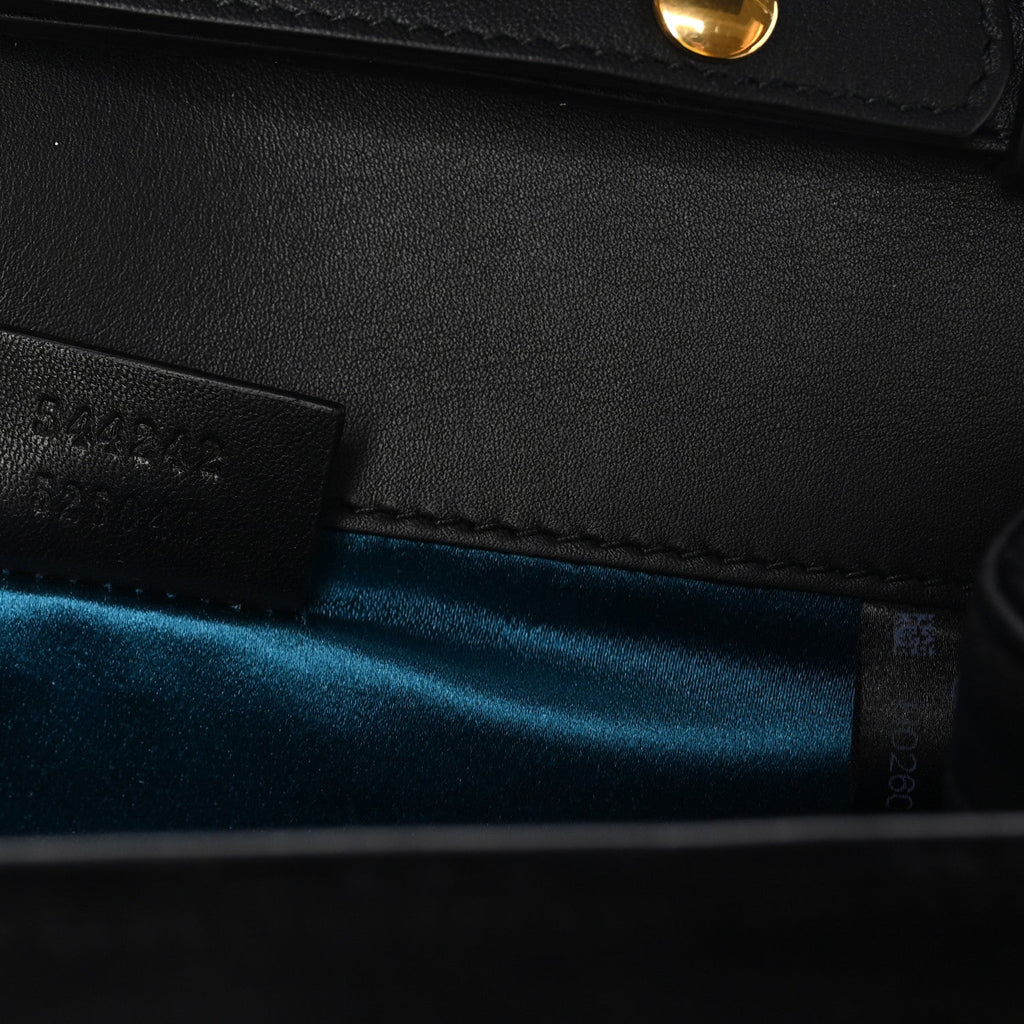 Velvet Crystal Square G Shoulder Bag Black