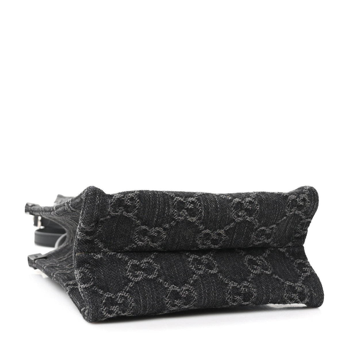 Denim Cuoio Harness GG Monogram Mini Ophidia Tote Bag Black Medium Grey