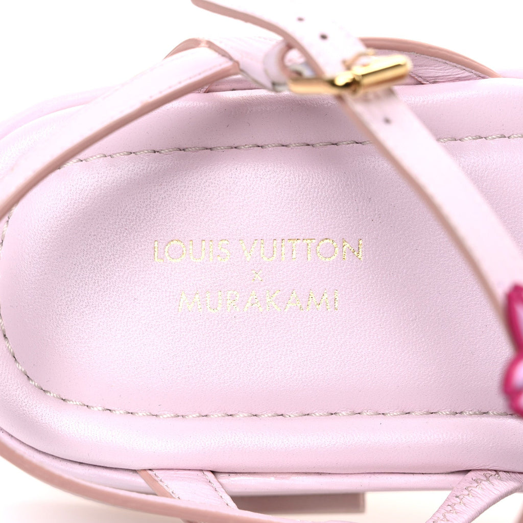 LV X TM Cherry Blossom Calfskin Maya Flatform Sandals 40 Light Pink