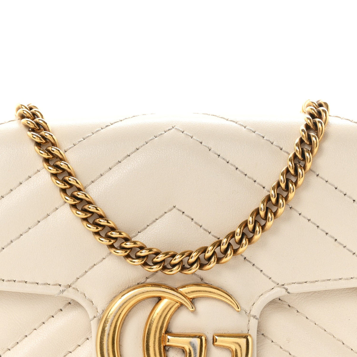 Calfskin Matelasse Super Mini GG Marmont Shoulder Bag White