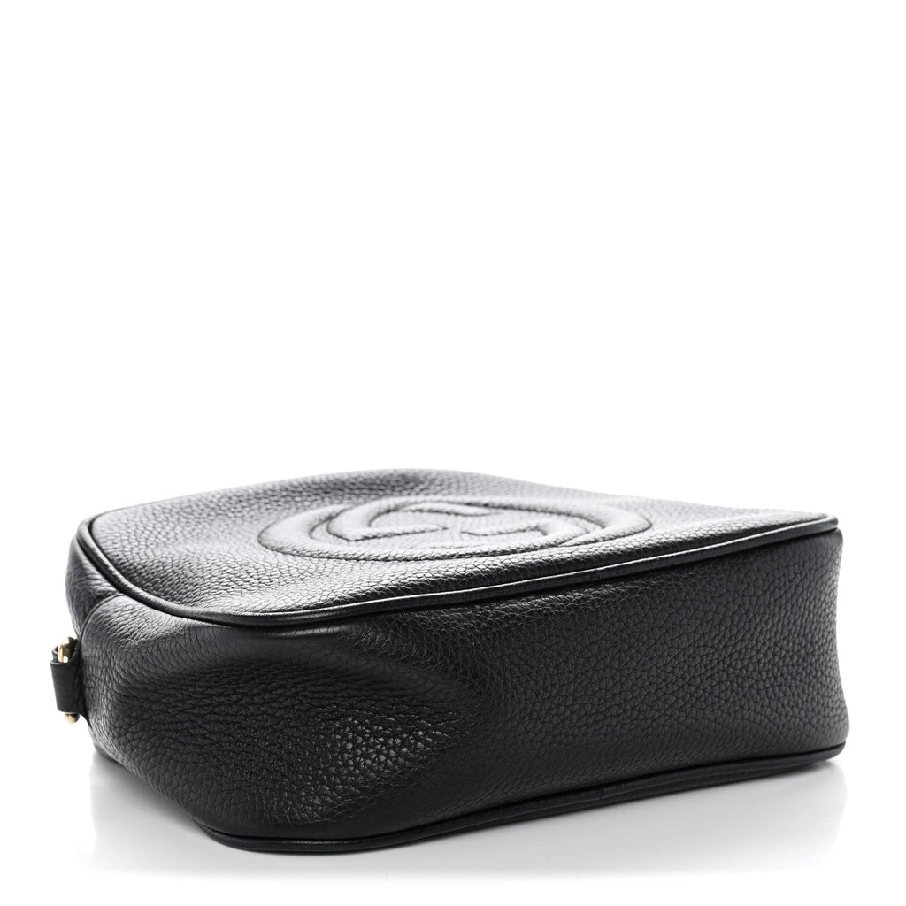 Pebbled Calfskin Small Soho Disco Bag Black