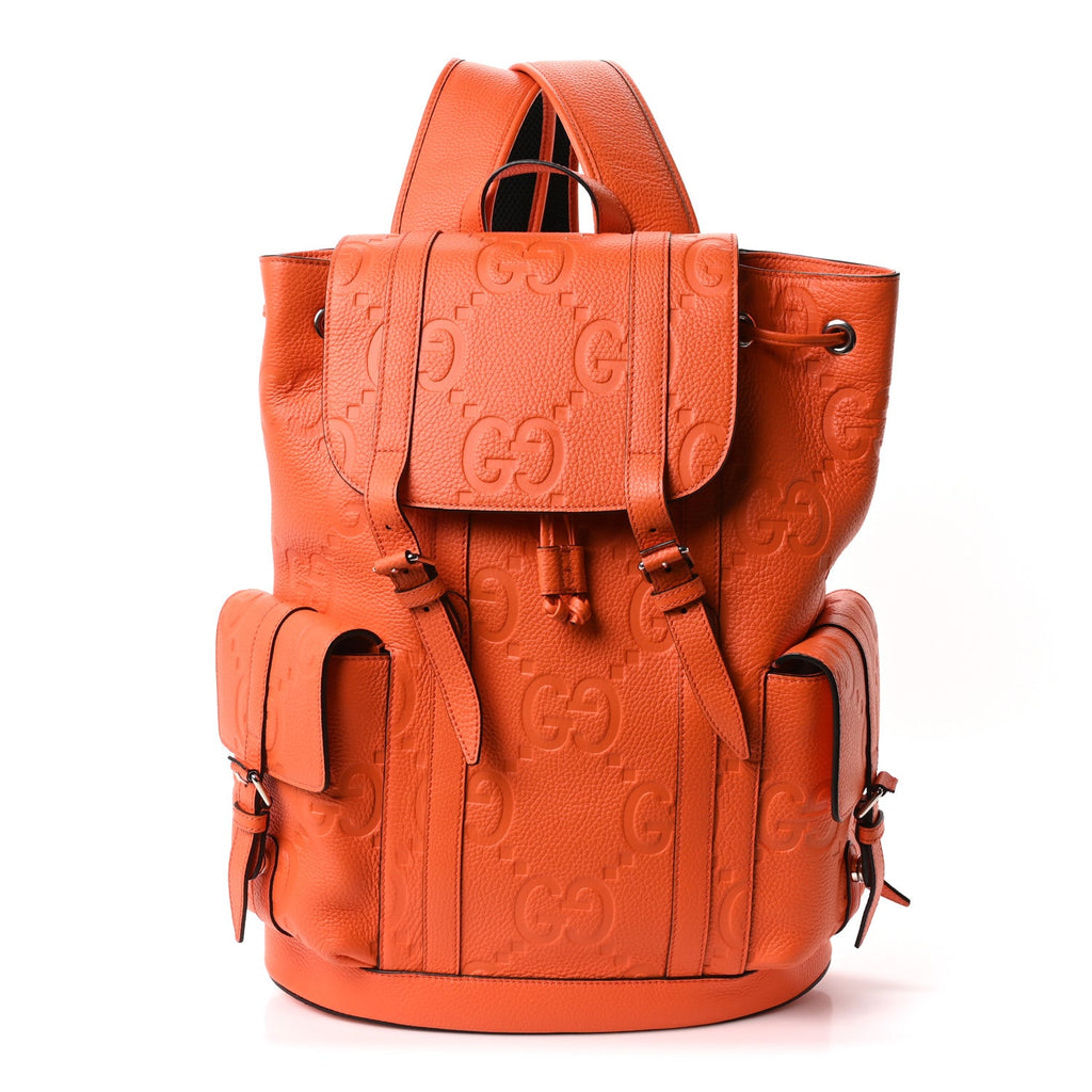Piuma Calfskin Jumbo GG Embossed Double Buckle Backpack Good Orange