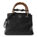 Calfskin Small Bamboo Shopper Tote Black