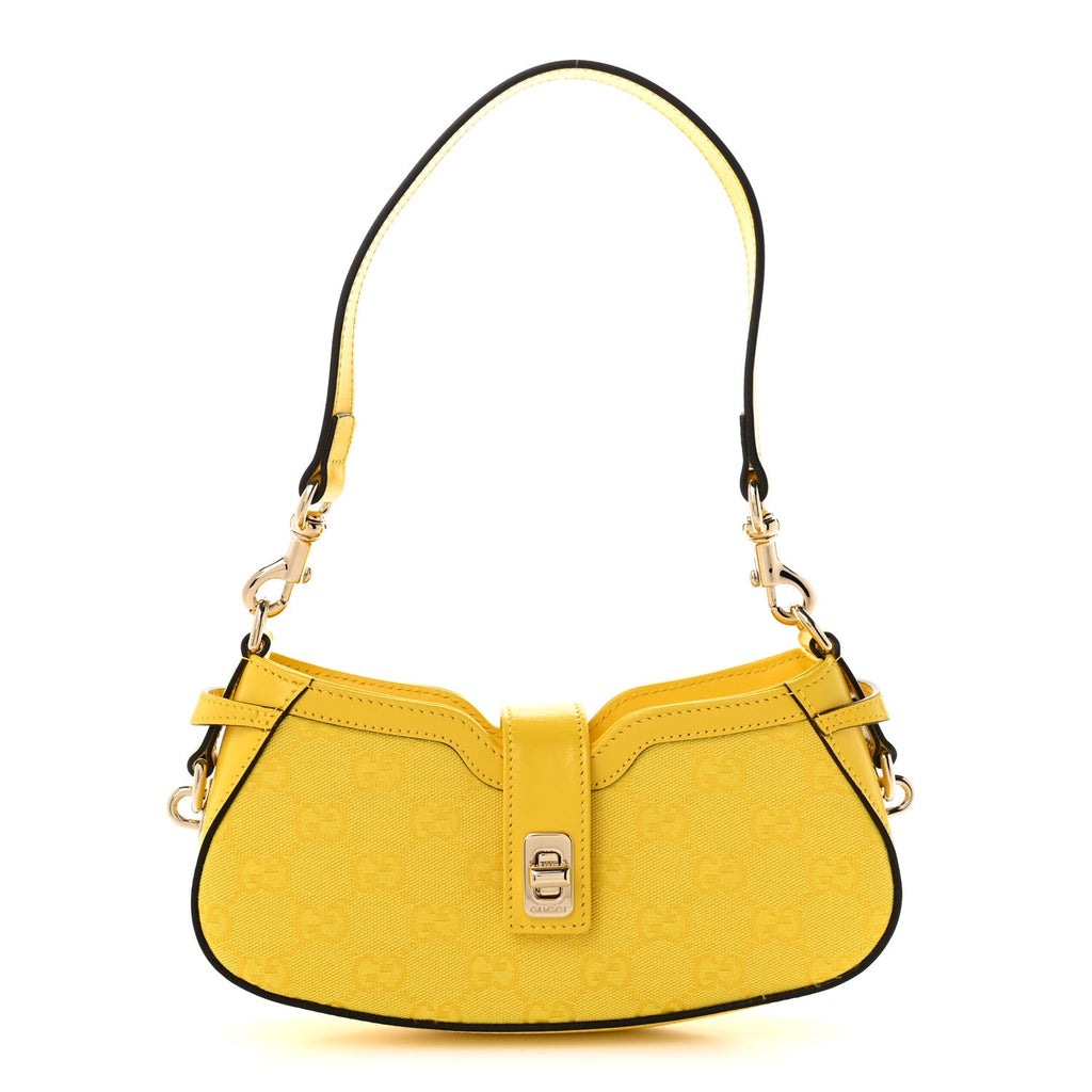 Calfskin Monogram Mini Moon Side Shoulder Bag Yellow