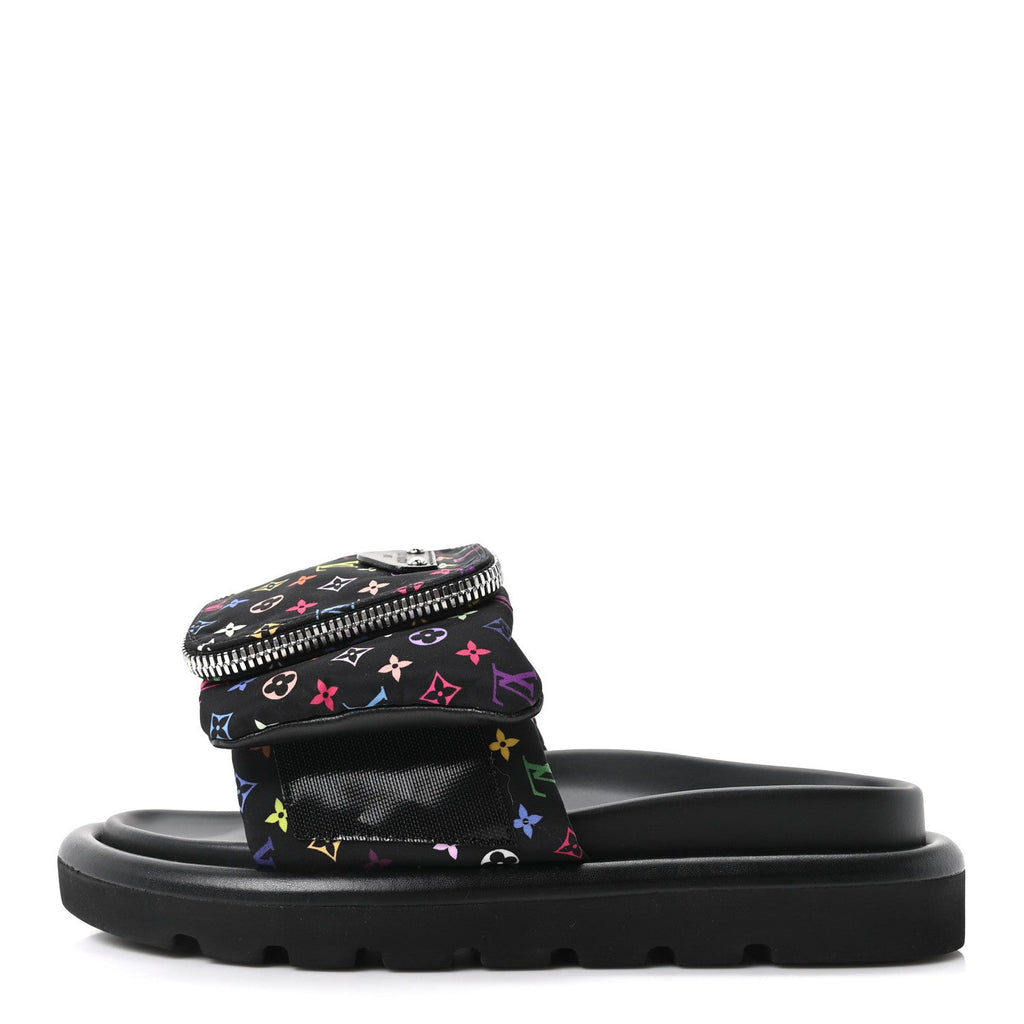 LV X TM Monogram Multicolor Pool Pillow Flat Comfort Mule 35 Black