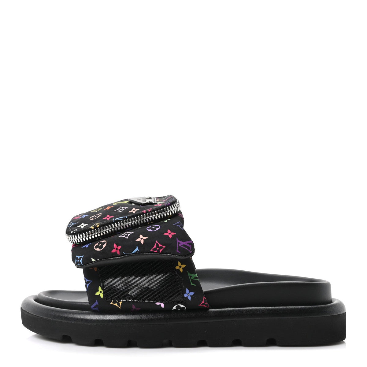 LV X TM Monogram Multicolor Pool Pillow Flat Comfort Mule 35 Black