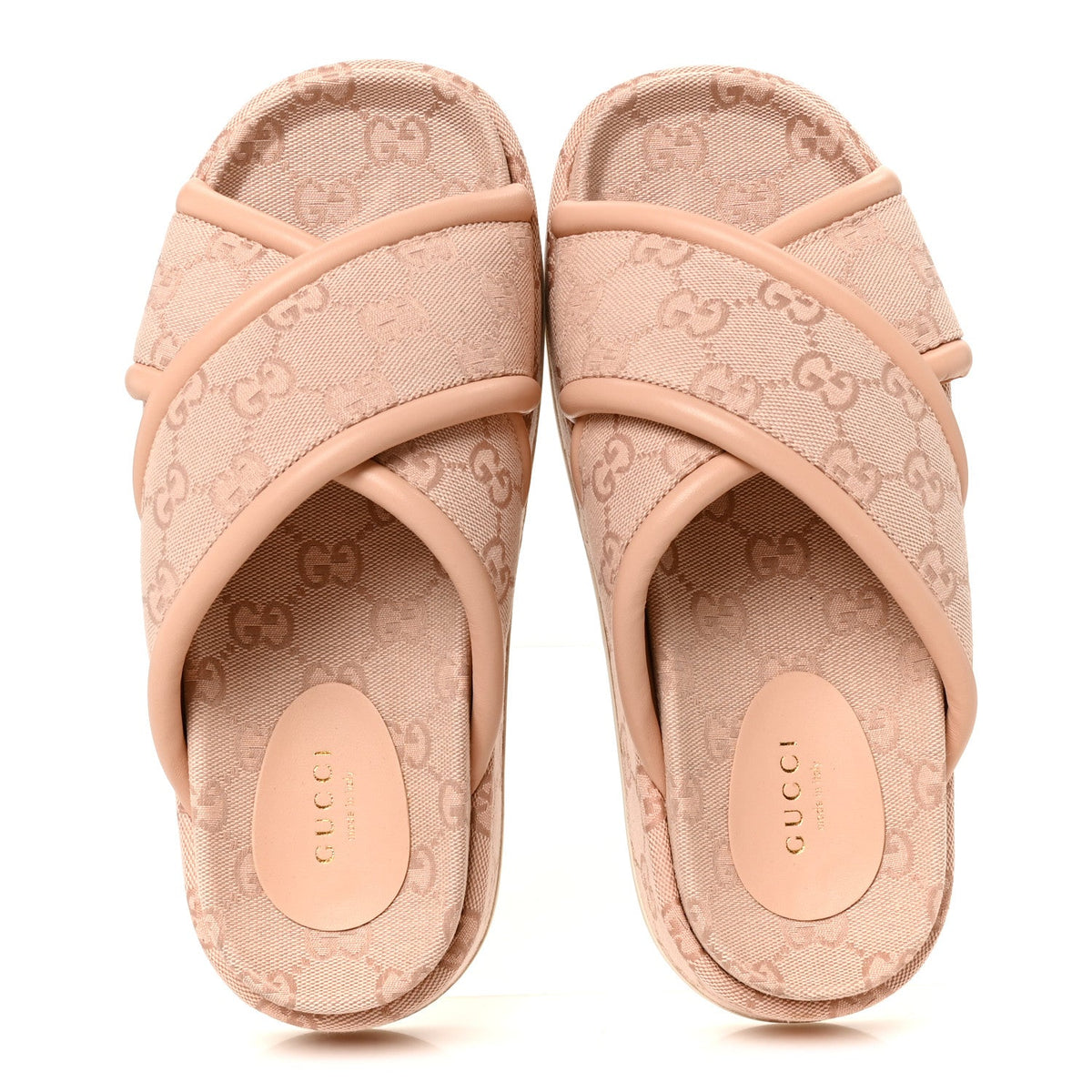 Monogram GG Calfskin Angelina Platform 55mm Slide Sandals 37 Light Pink