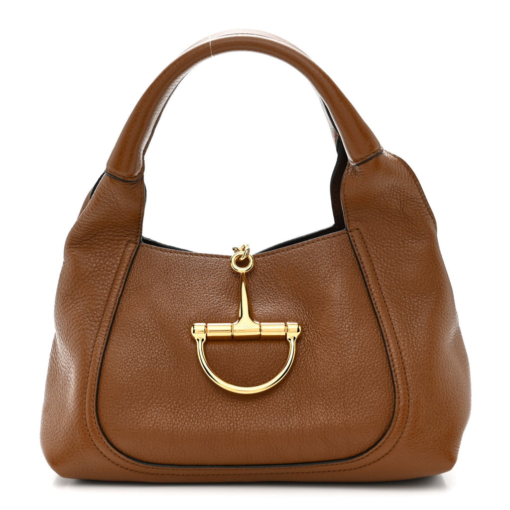 Grained Calfskin Softbit Medium Shoulder Bag Brown