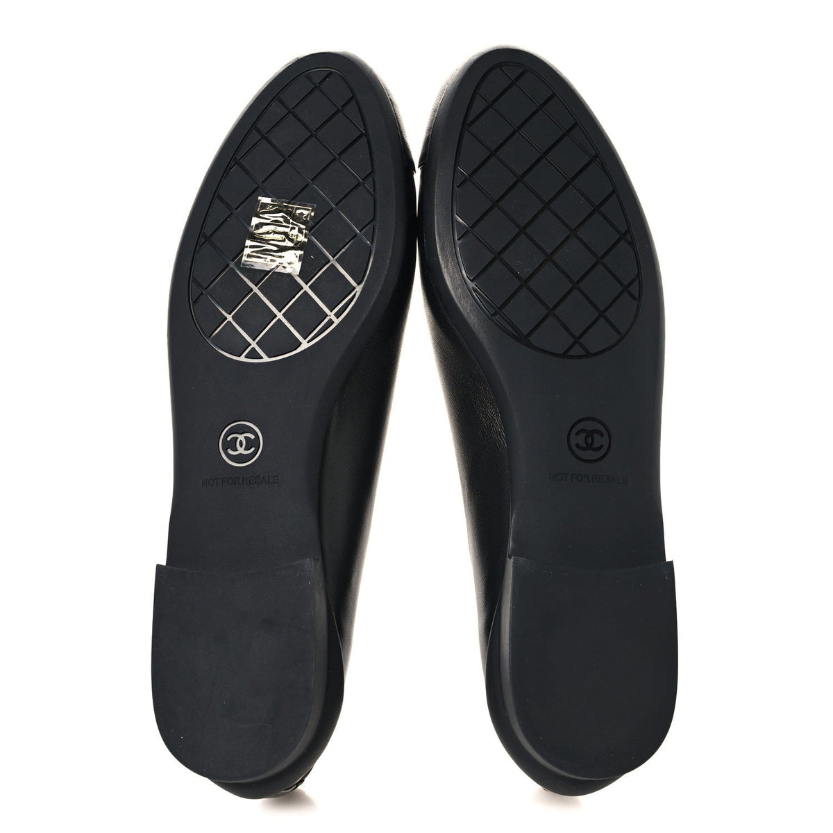 Lambskin Cap Toe CC Uniform Ballerina Flats 37 Black