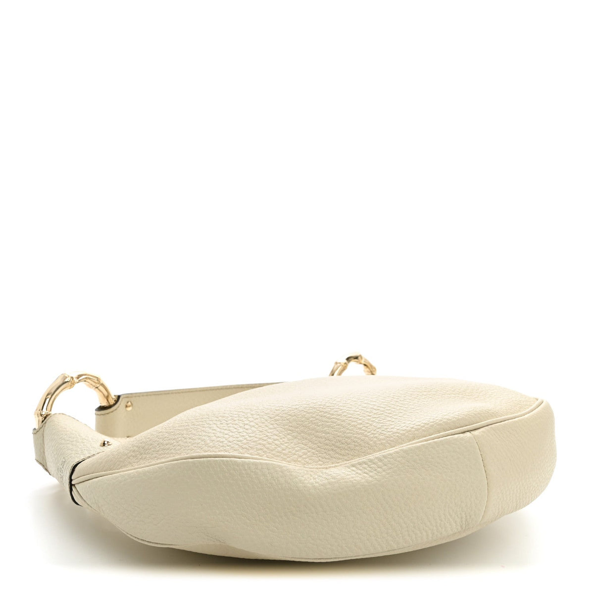 Calfskin Half Moon Bamboo Ring Hobo White