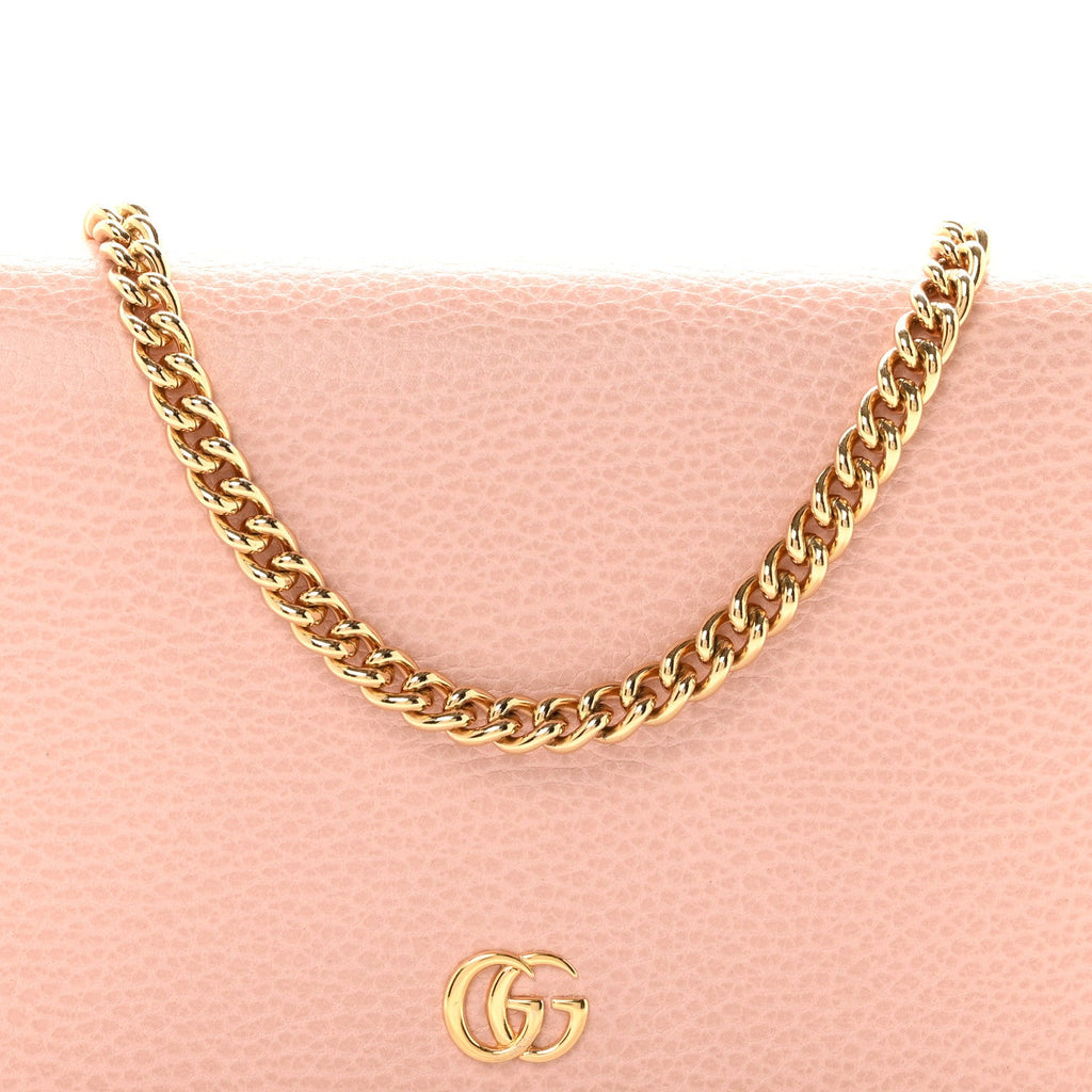 Dollar Calfskin Mini GG Marmont Chain Wallet Perfect Pink