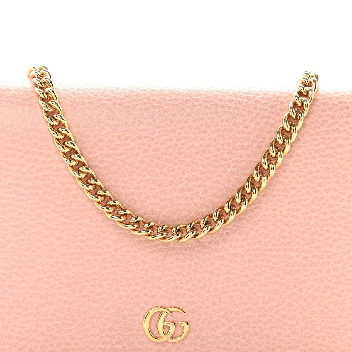 Dollar Calfskin Mini GG Marmont Chain Wallet Perfect Pink