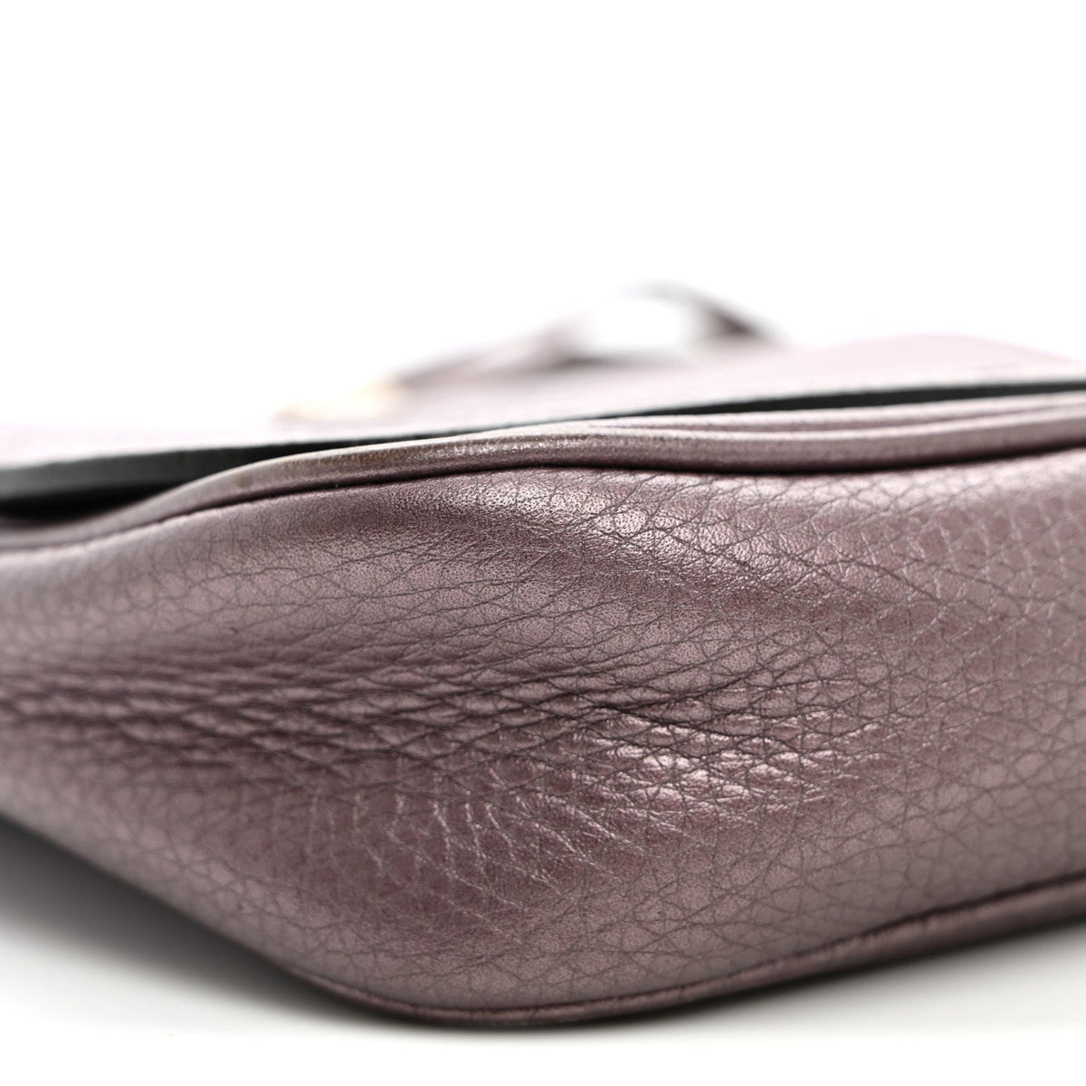 Metallic Pebbled Calfskin Small Soho Flap Crossbody Purple