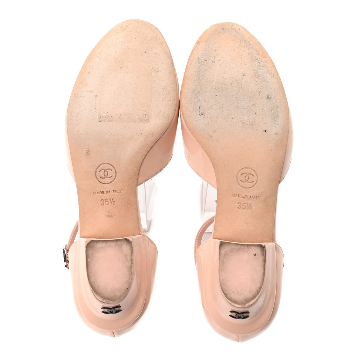Patent Calfskin Cap Toe Slingback Pumps 35.5 Light Pink