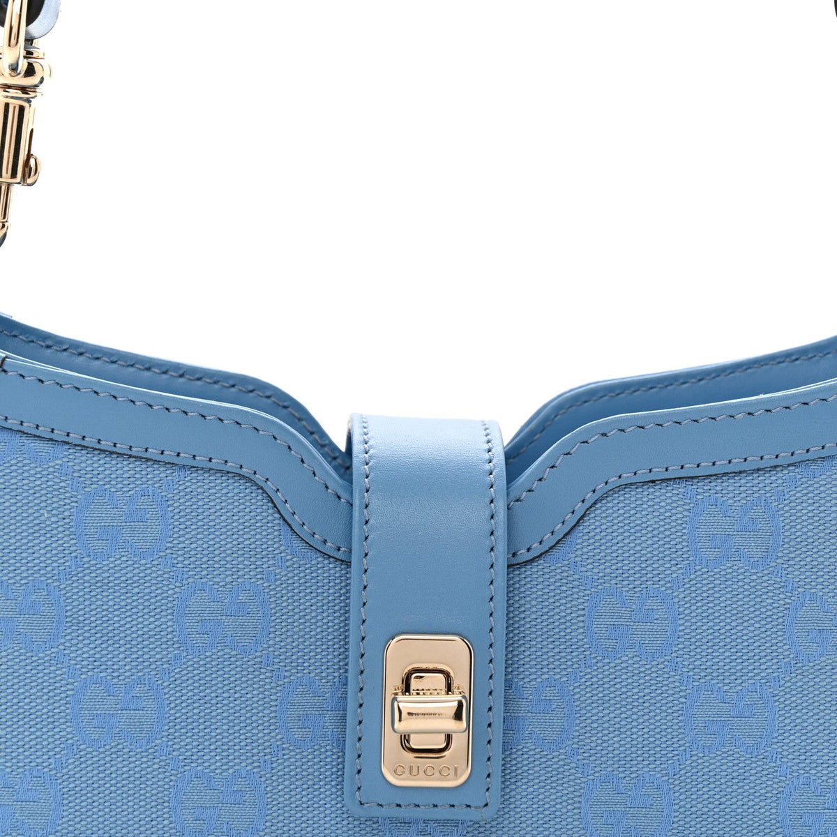 Calfskin Monogram Mini Moon Side Shoulder Bag Blue Blue Blue