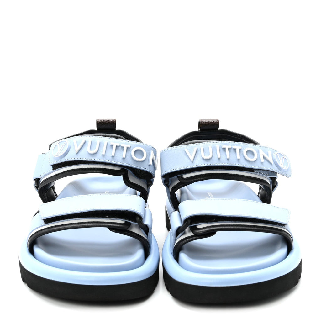 Calfskin Pool Pillow Flat Comfort Sandals 36 Blue