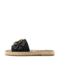Lambskin Quilted CC Chain Espadrille Mules 38 Black Navy