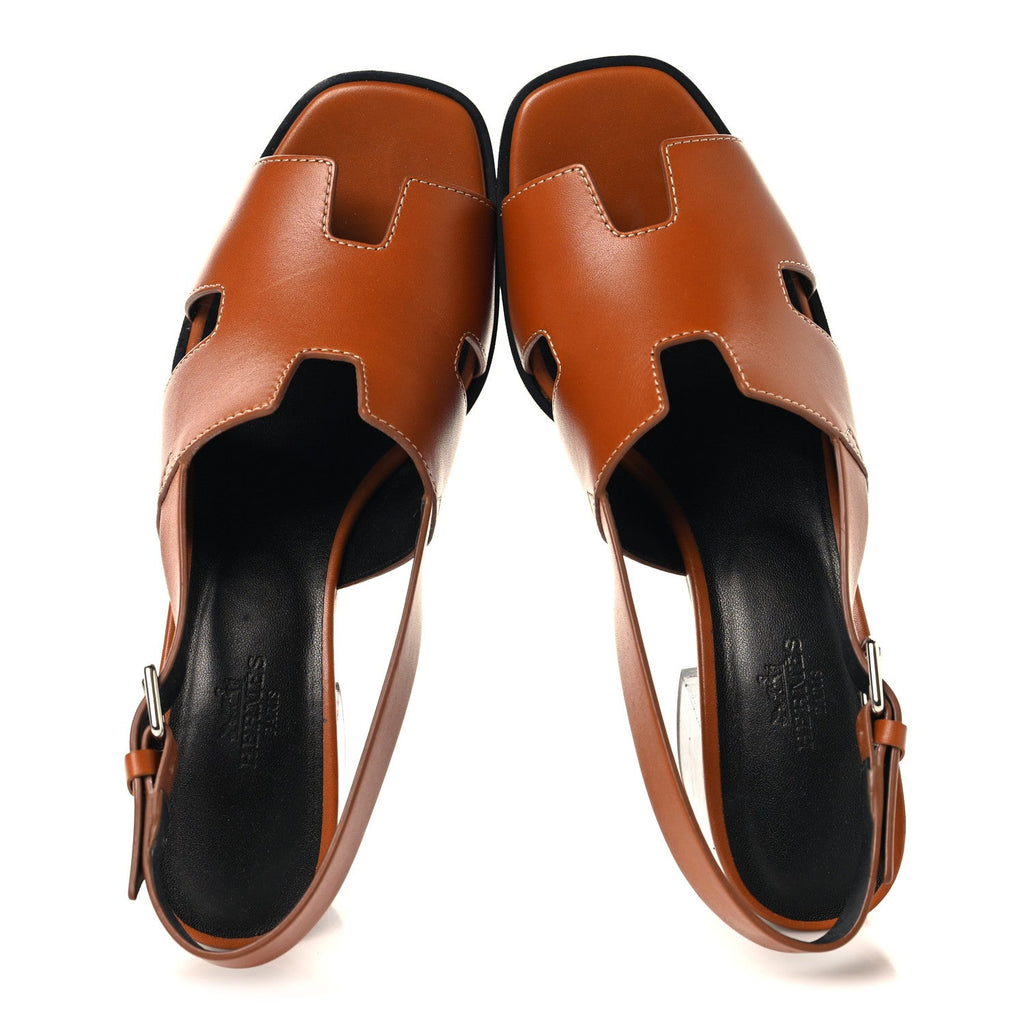 Calfskin Elbe 60 Sandals 38 Marron Glaise