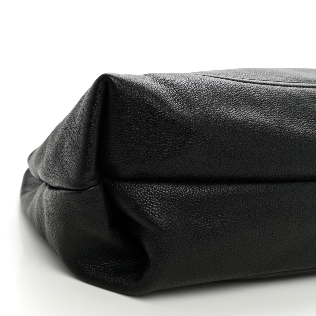 Grained Calfskin Softbit Maxi Shoulder Bag Black
