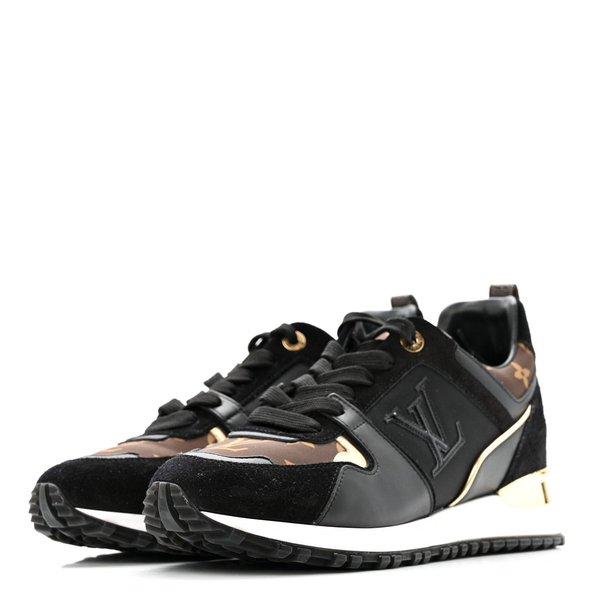 Suede Calfskin Recycled Monogram Nylon Run Away Sneakers 39 Black