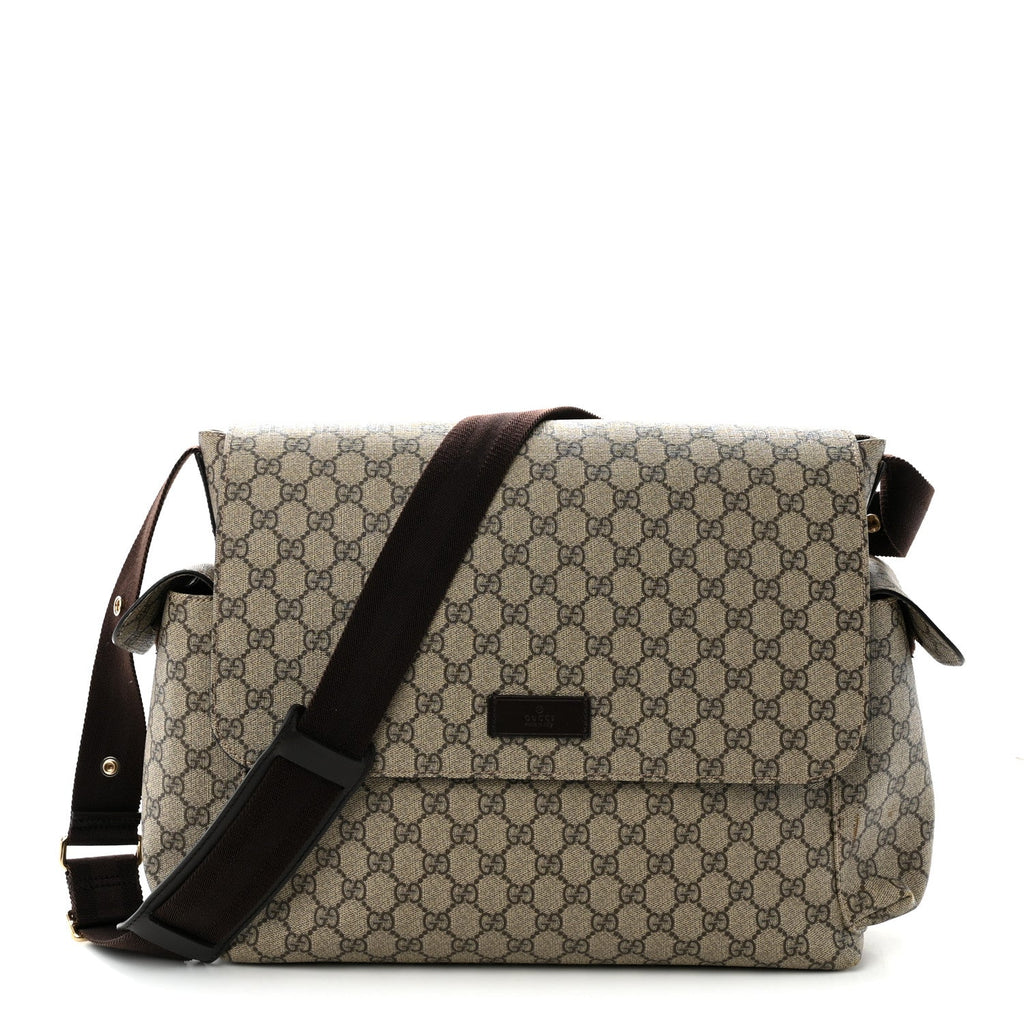 GG Plus Monogram Messenger Diaper Bag Dark Brown