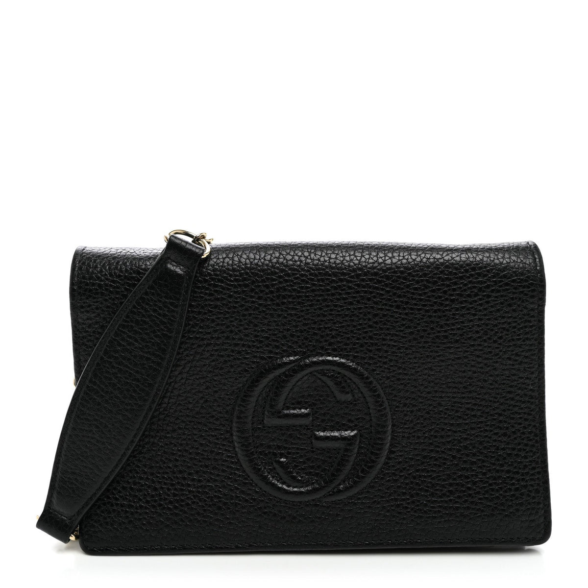 Pebbled Calfskin Soho Wallet On Chain Black