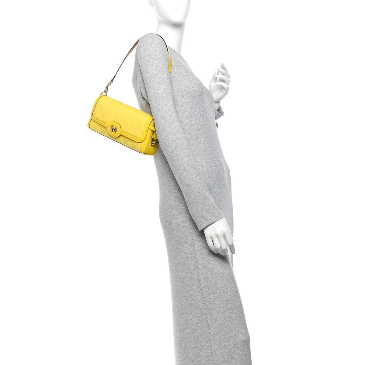 GG Monogram Textured Dollar Calfskin Small Luce Shoulder Bag Yellow