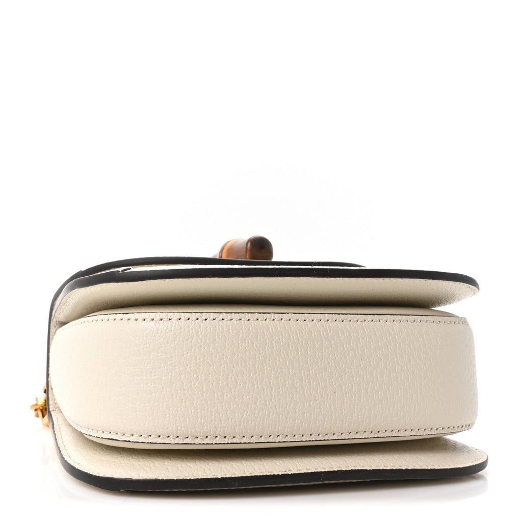 Monogram Jumbo GG Textured Dollar Calfskin Web Small Bamboo 1947 Top Handle Bag Off White