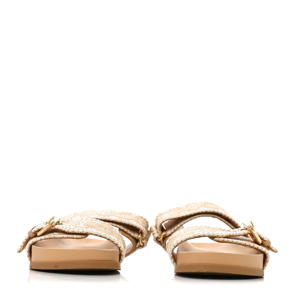 Raffia Monogram Bom Dia Flat Mule Sandals 39 Natural