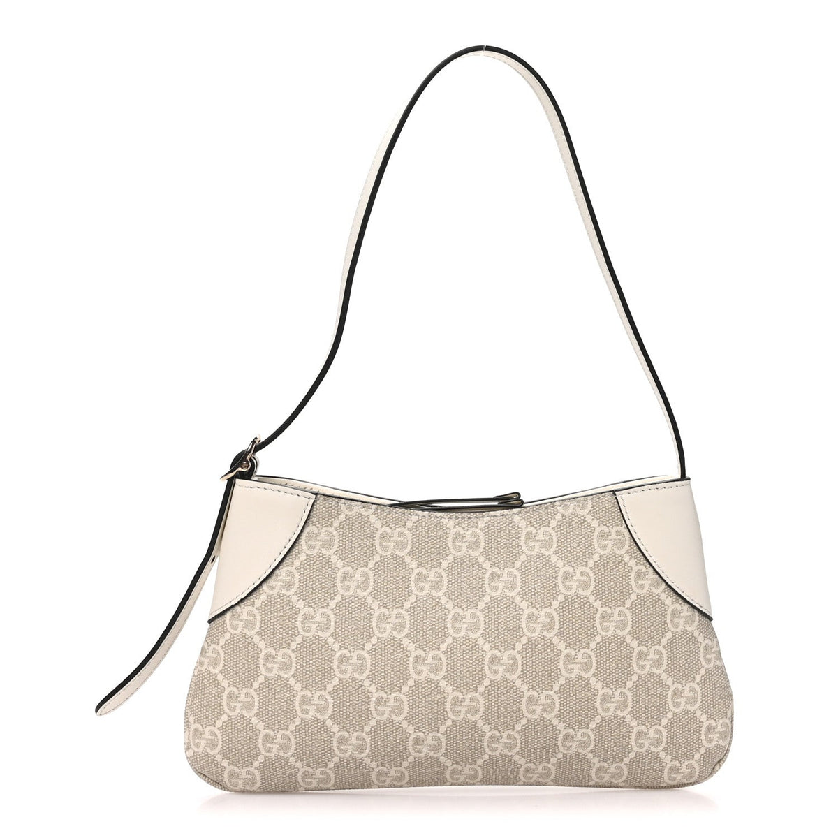 GG Monogram Calfskin Small Emblem Shoulder Bag Beige Mystic White