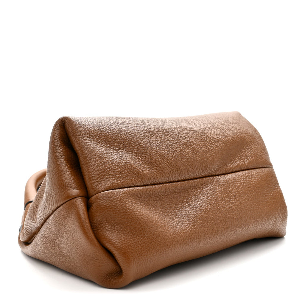 Grained Calfskin Softbit Medium Shoulder Bag Brown