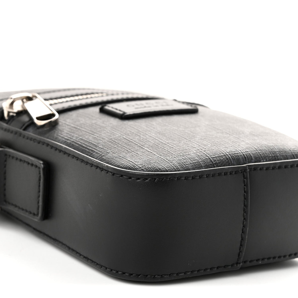 GG Supreme Monogram Appia Calfskin Web Small Camera Messenger Bag Black Grey