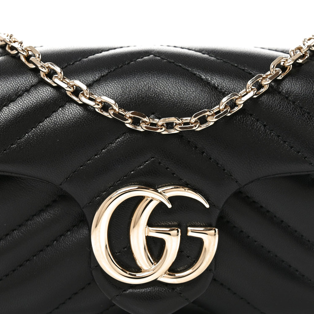 Lambskin Matelasse Mini GG Marmont Shoulder Bag Black