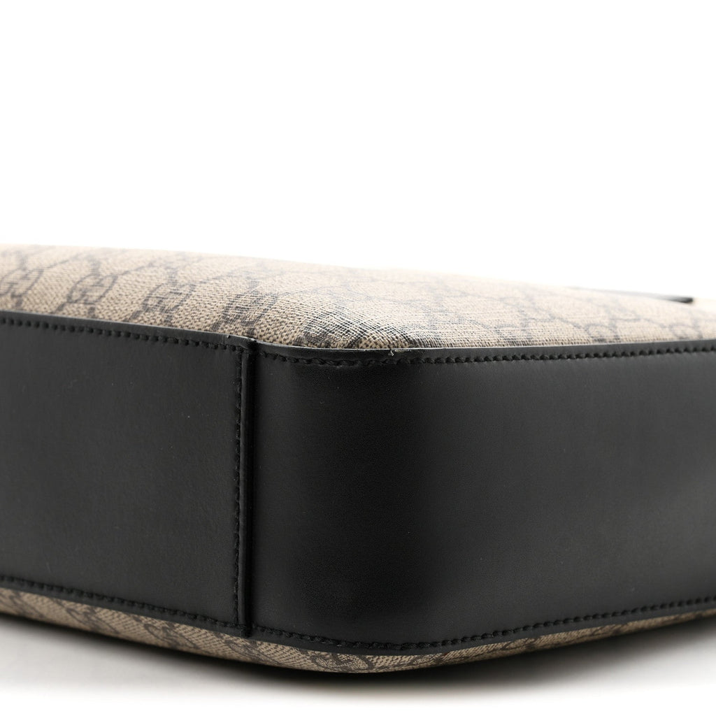 GG Supreme Monogram Flat Messenger Bag Beige Black New Acero