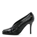 Crocodile Embossed Patent Calfskin Pumps 38.5 Black