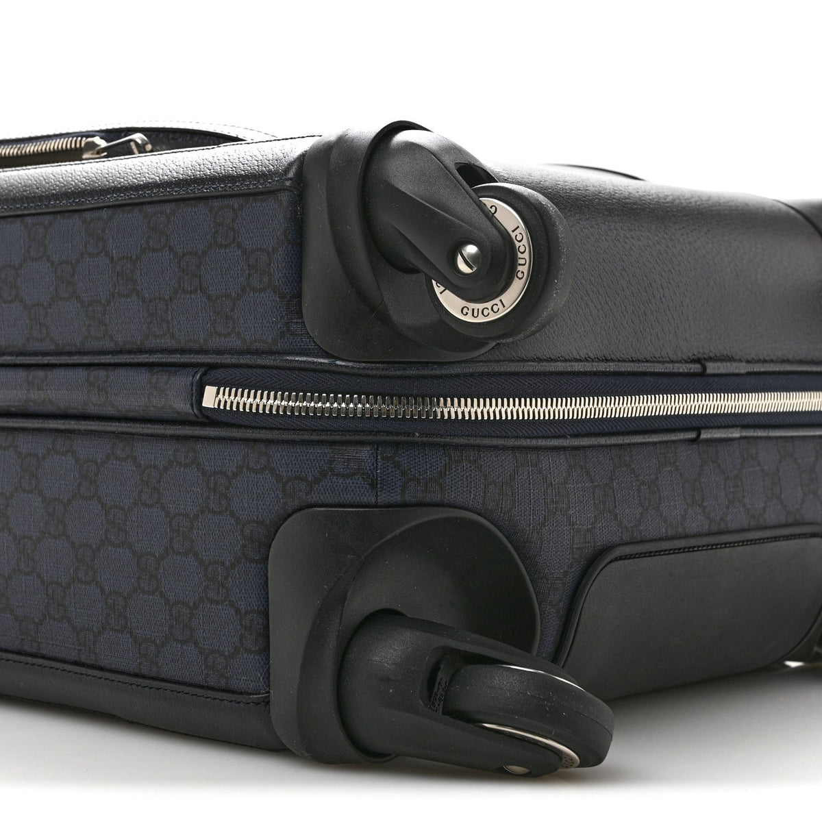 GG Supreme Monogram Textured Dollar Calfskin Web Ophidia Small Savoy Cabin Trolley Black Blue